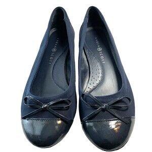 Karen Scott Navy Blue Ballet Slippers Womens 8M Patent Toe w/Bow